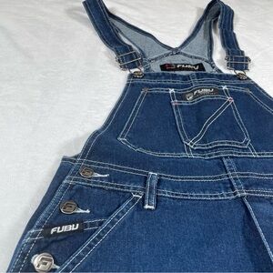 NWT! Vtg FUBU Denim Overalls/Shorts Sz M 90s Y2K Wide Leg Hip Hop 100% Cotton